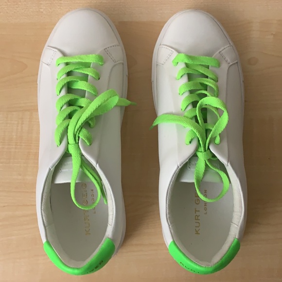 Kurt Geiger Shoes Kurt Keiger White Wgreen Accent Leather Low Top Sneakers New Poshmark